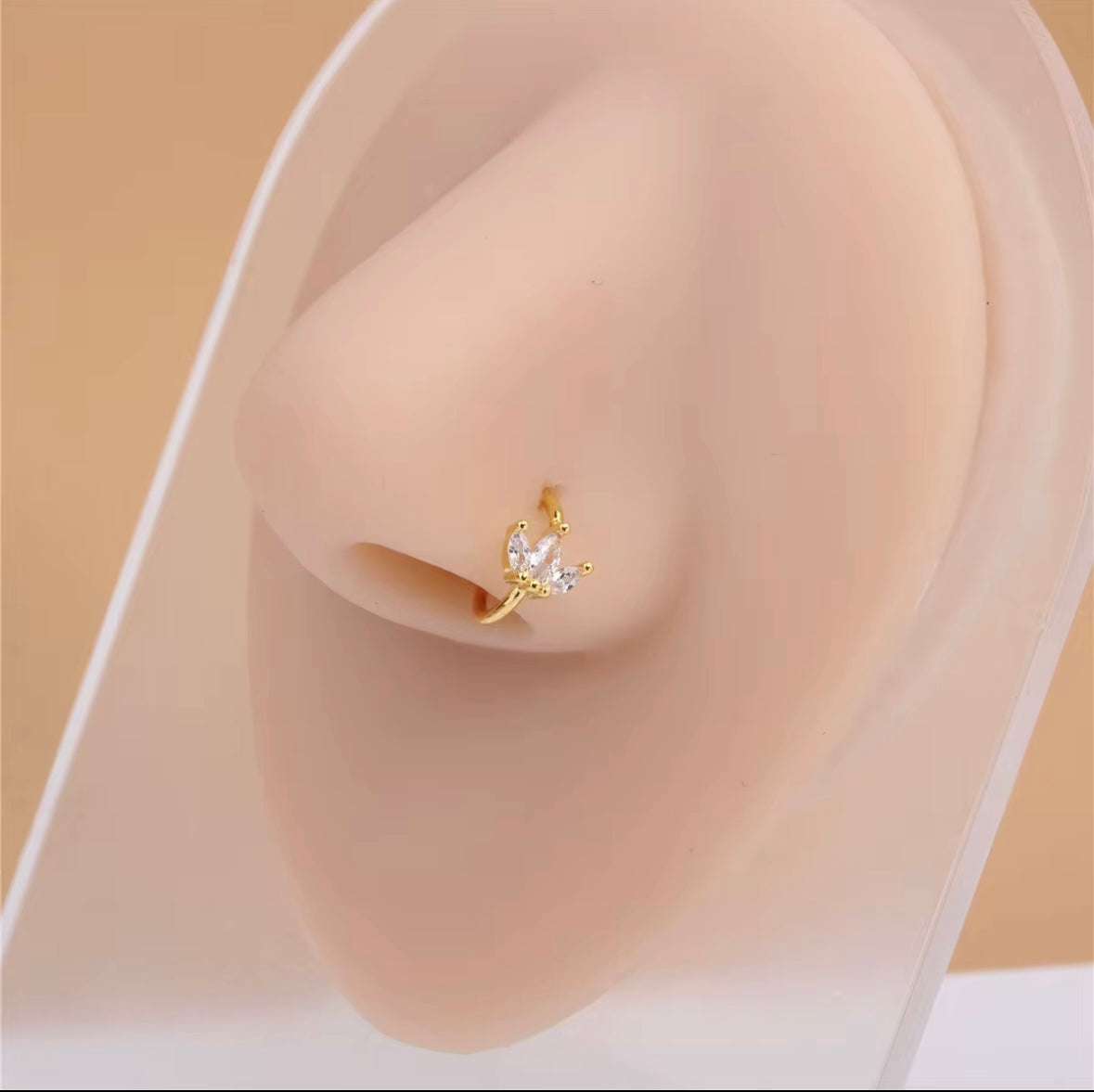 Gold Crystal Nose Hoop
