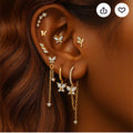 Gold Butterfly Crystal Earring Set